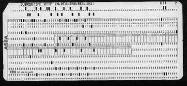 Mathematical Punch Card