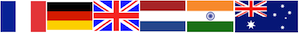 flag of France, German flag, Dutch flag, flag of the UK, flag of India, Australian flag. German: Lochkartenleser. French: lecteur de cartes perforées. Dutch: punch kaartlezer. Spanish: lector de tarjetas perforadas. Italian: lettore di schede perforate. Swedish: punch-kortläsare. Danish: patrice kortlæser. Norwegian: punsj kortleser.